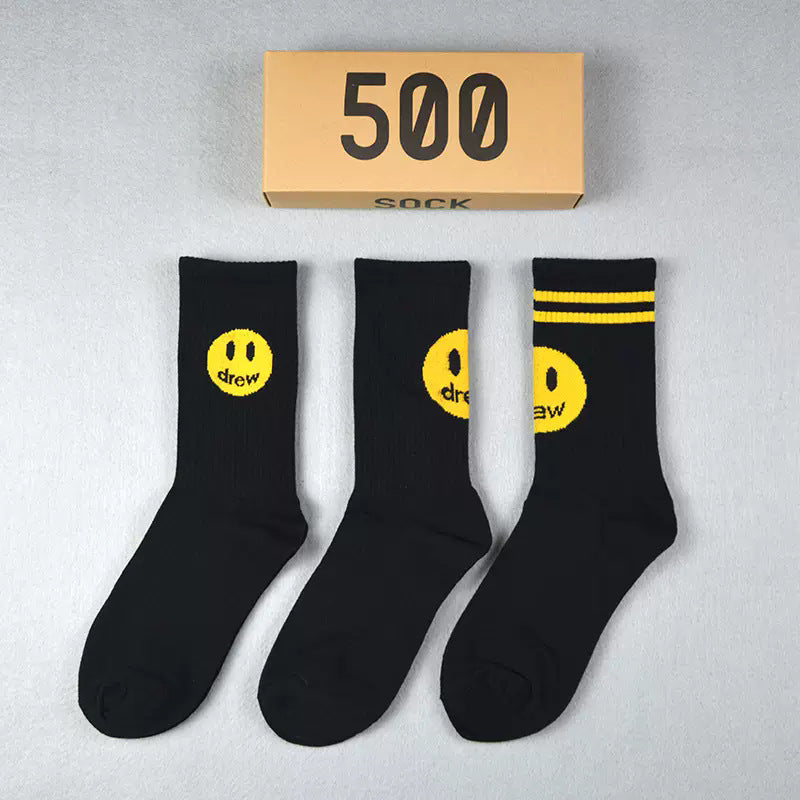 Men socks smiley face medium tube