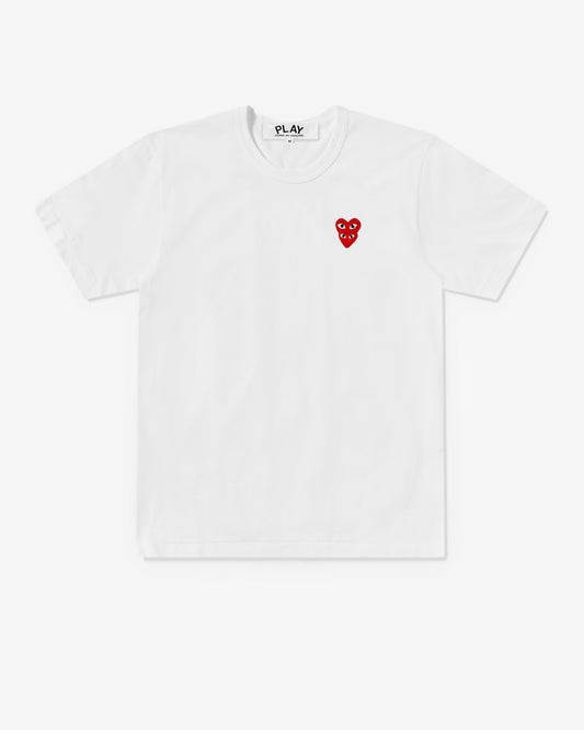 Play Comme des Gar?ons - T-Shirt with Double Red Heart - (White)