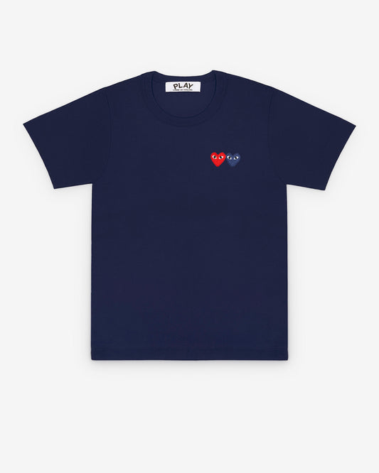 Play Comme des Gar?ons - T-Shirt with Double Heart - (Navy)