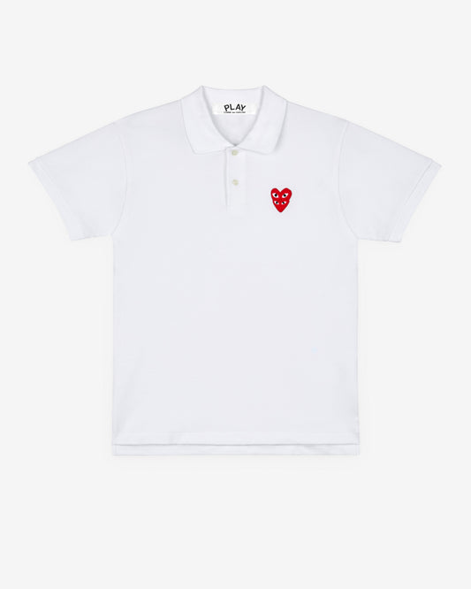 Play Comme des Gar?ons - Polo Shirt with Double Red Heart - (White)