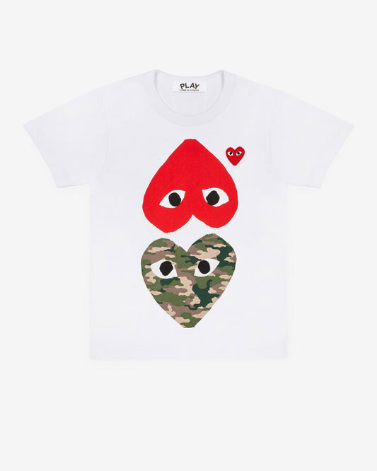 Play Comme des Gar?ons - Camouflage With Upside Down Heart T-Shirt - (White)