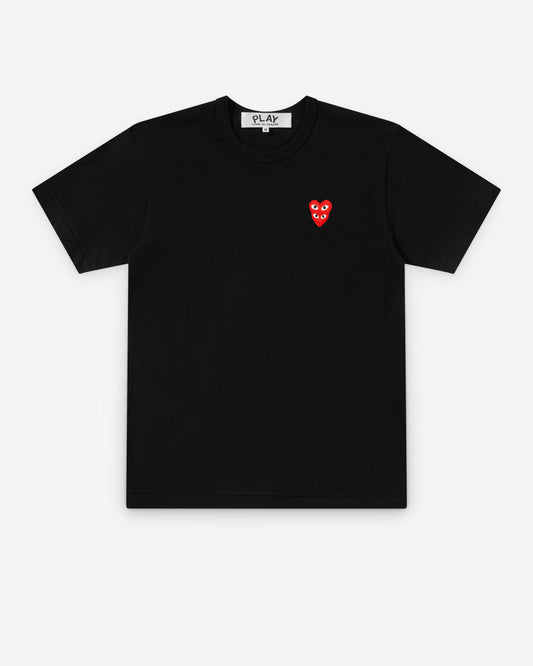 Play Comme des Gar?ons - T-Shirt with Double Red Heart - (Black)