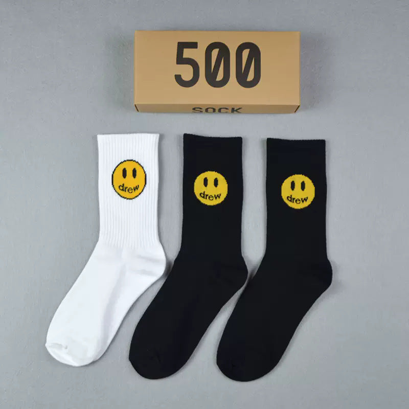 Men socks smiley face medium tube